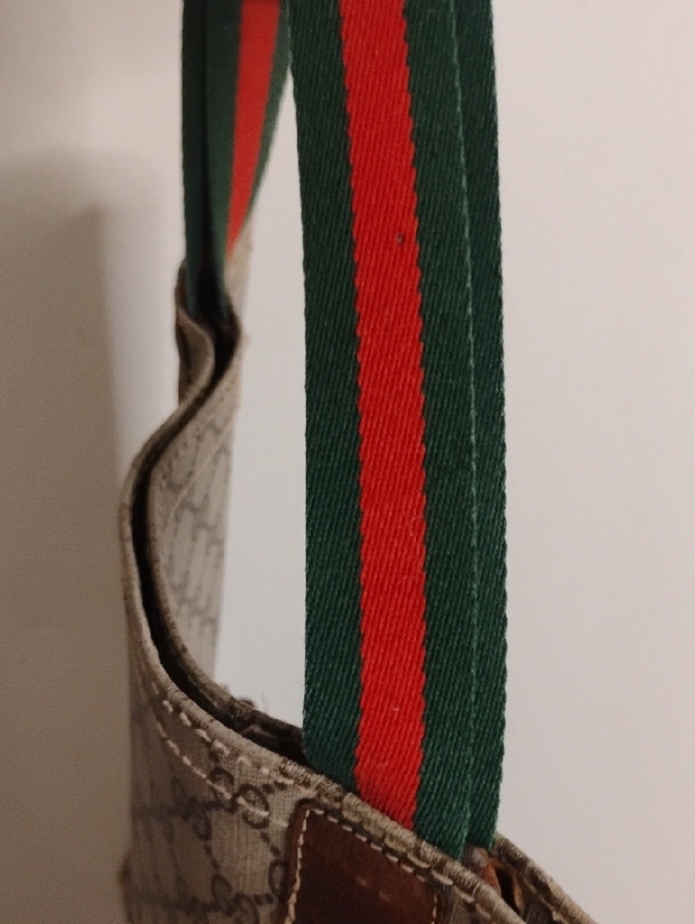 Authentic Gucci  Monogram Tote Bag with Brown Leather Pocket - Picture 10 of 11